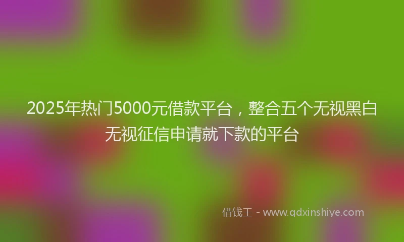 2025年热门5000元借款平台，整合五个无视黑白无视征信申请就下款的平台