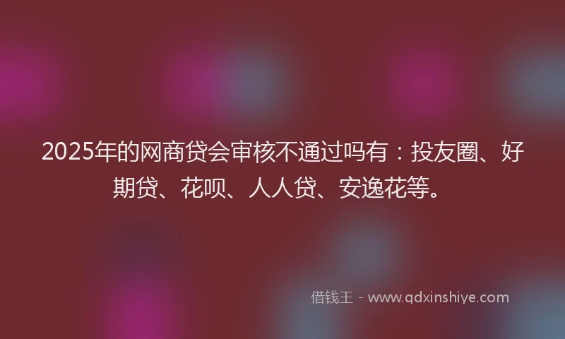 2025年的网商贷会审核不通过吗有：投友圈、好期贷、花呗、人人贷、安逸花等。