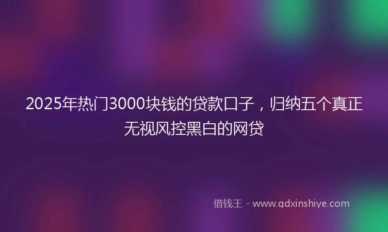 2025年热门3000块钱的贷款口子，归纳五个真正无视风控黑白的网贷