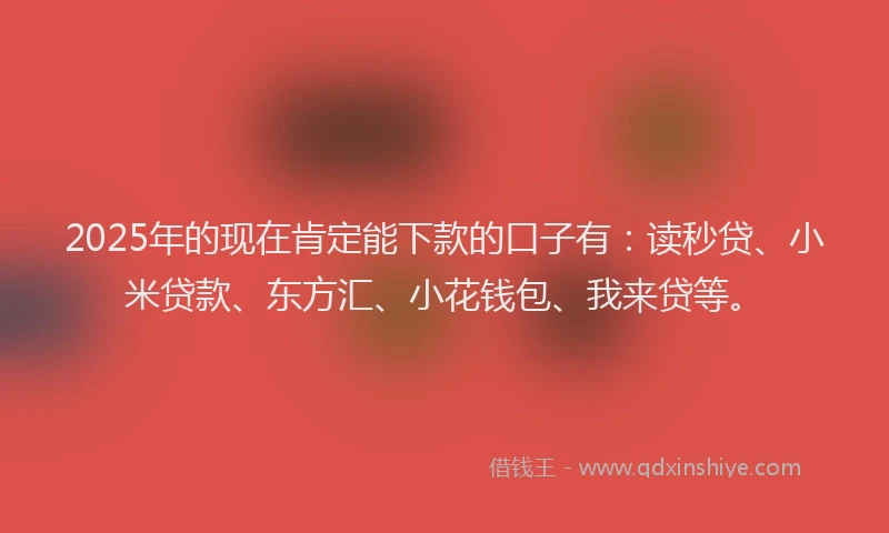 2025年的现在肯定能下款的口子有：读秒贷、小米贷款、东方汇、小花钱包、我来贷等。