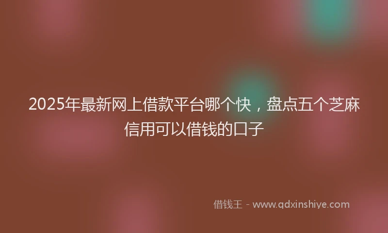 2025年最新网上借款平台哪个快，盘点五个芝麻信用可以借钱的口子