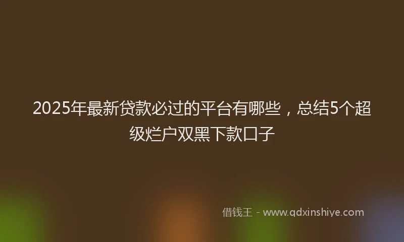 2025年最新贷款必过的平台有哪些，总结5个超级烂户双黑下款口子