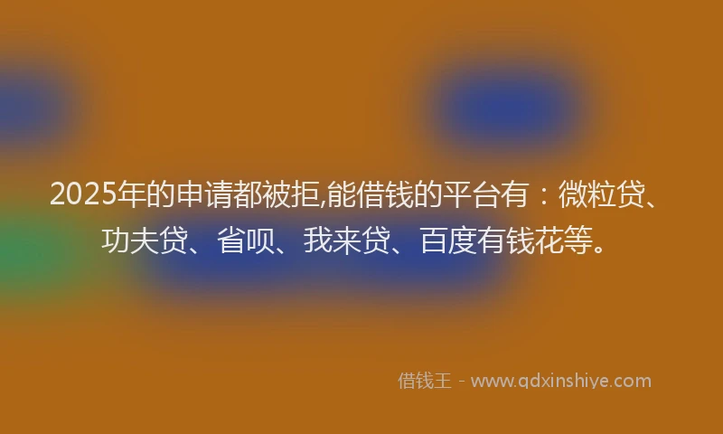 2025年的申请都被拒,能借钱的平台有：微粒贷、功夫贷、省呗、我来贷、百度有钱花等。