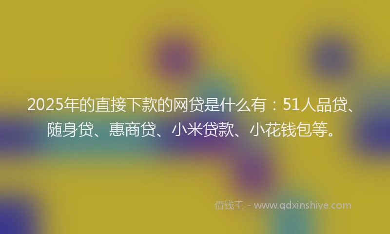 2025年的直接下款的网贷是什么有：51人品贷、随身贷、惠商贷、小米贷款、小花钱包等。