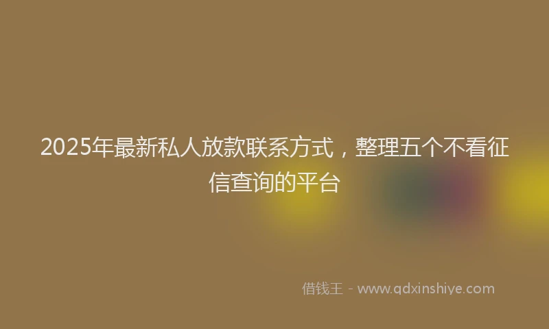 2025年最新私人放款联系方式，整理五个不看征信查询的平台