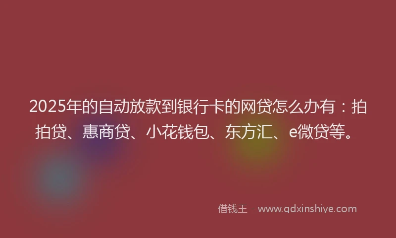 2025年的自动放款到银行卡的网贷怎么办有：拍拍贷、惠商贷、小花钱包、东方汇、e微贷等。