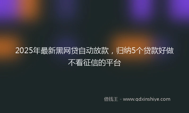 2025年最新黑网贷自动放款，归纳5个贷款好做不看征信的平台