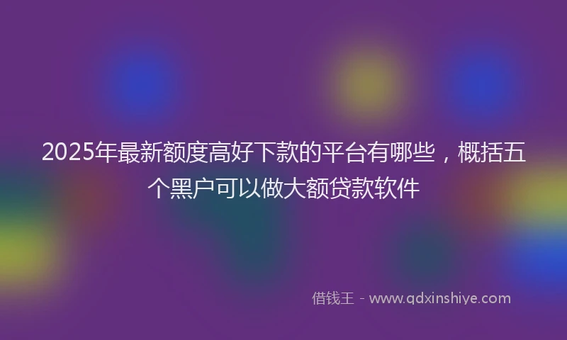 2025年最新额度高好下款的平台有哪些，概括五个黑户可以做大额贷款软件