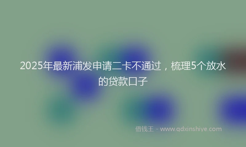 2025年最新浦发申请二卡不通过，梳理5个放水的贷款口子
