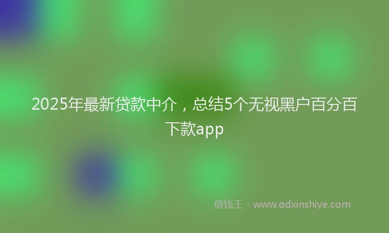 2025年最新贷款中介，总结5个无视黑户百分百下款app