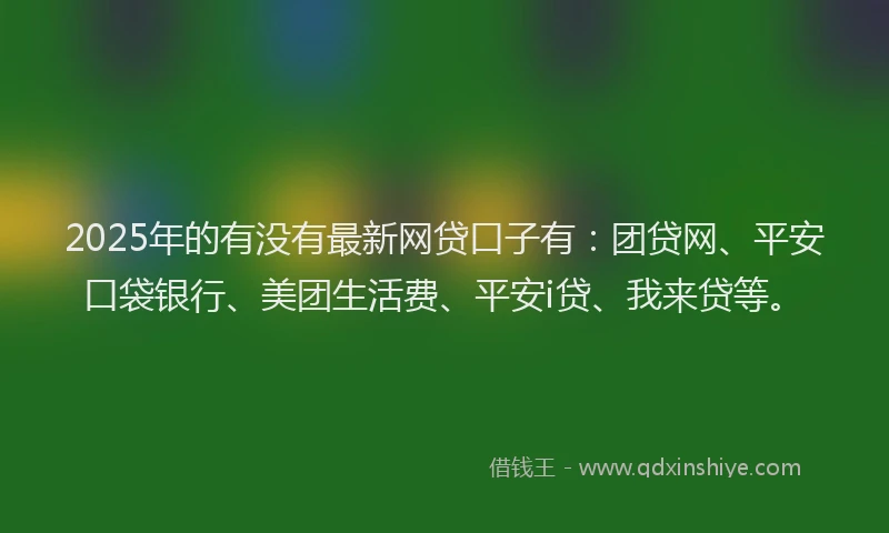2025年的有没有最新网贷口子有：团贷网、平安口袋银行、美团生活费、平安i贷、我来贷等。