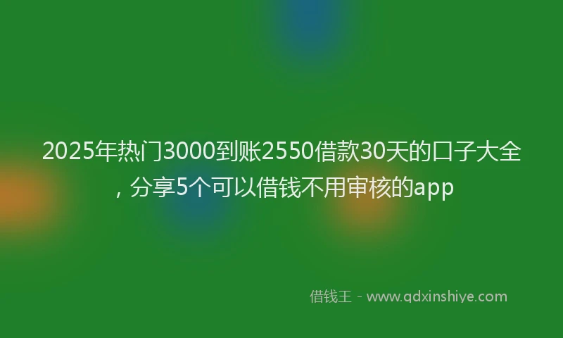 2025年热门3000到账2550借款30天的口子大全，分享5个可以借钱不用审核的app