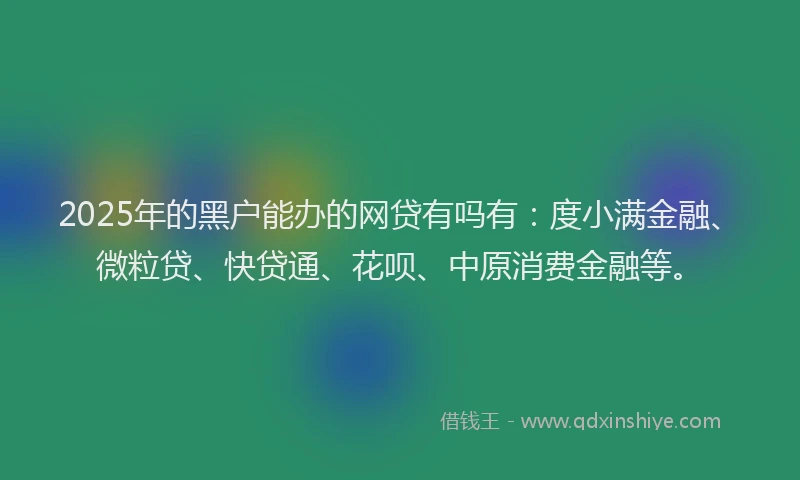 2025年的黑户能办的网贷有吗有：度小满金融、微粒贷、快贷通、花呗、中原消费金融等。