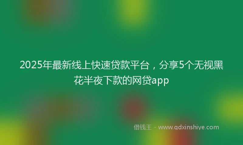 2025年最新线上快速贷款平台，分享5个无视黑花半夜下款的网贷app
