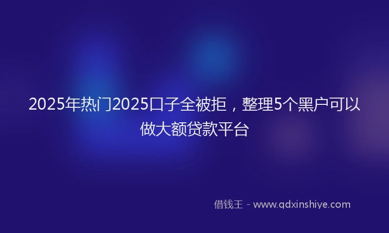 2025年热门2025口子全被拒，整理5个黑户可以做大额贷款平台