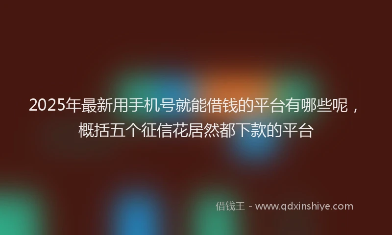 2025年最新用手机号就能借钱的平台有哪些呢，概括五个征信花居然都下款的平台