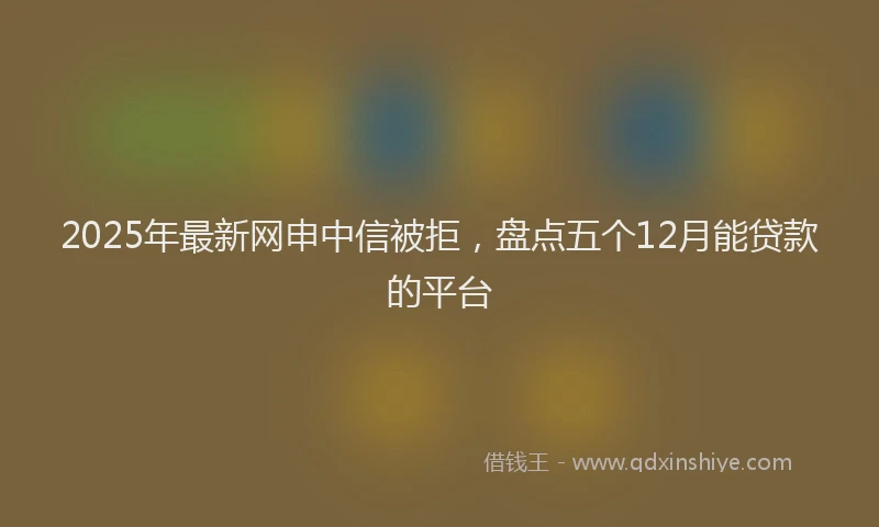2025年最新网申中信被拒，盘点五个12月能贷款的平台