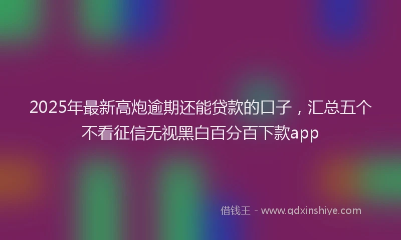 2025年最新高炮逾期还能贷款的口子，汇总五个不看征信无视黑白百分百下款app