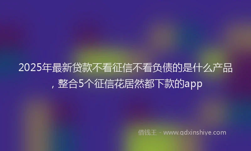 2025年最新贷款不看征信不看负债的是什么产品，整合5个征信花居然都下款的app