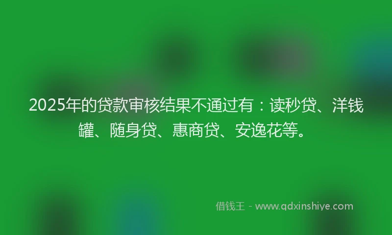 2025年的贷款审核结果不通过有：读秒贷、洋钱罐、随身贷、惠商贷、安逸花等。