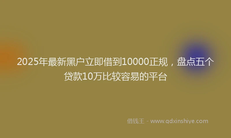 2025年最新黑户立即借到10000正规，盘点五个贷款10万比较容易的平台