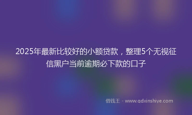 2025年最新比较好的小额贷款，整理5个无视征信黑户当前逾期必下款的口子