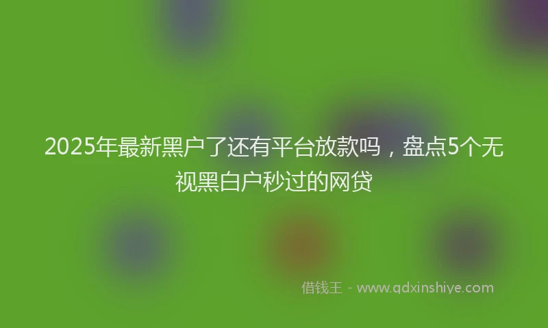 2025年最新黑户了还有平台放款吗，盘点5个无视黑白户秒过的网贷