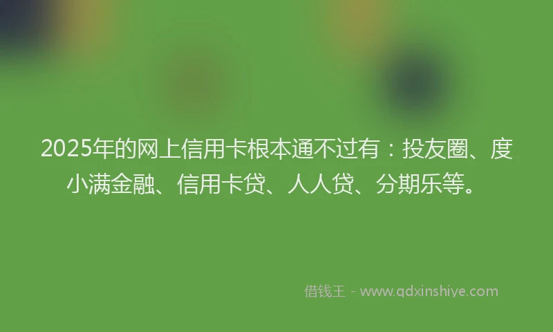 2025年的网上信用卡根本通不过有：投友圈、度小满金融、信用卡贷、人人贷、分期乐等。