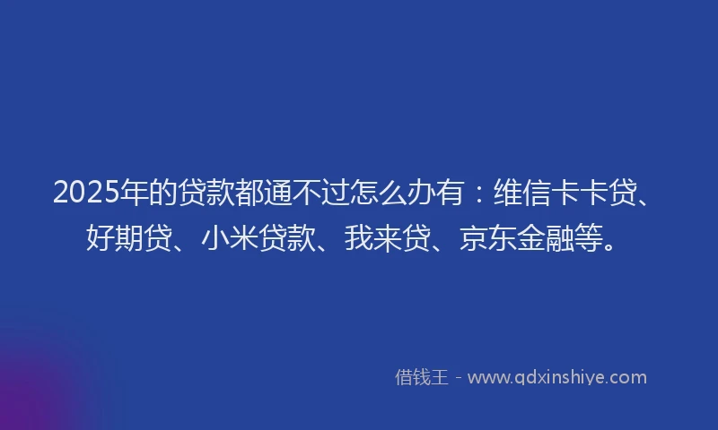 2025年的贷款都通不过怎么办有：维信卡卡贷、好期贷、小米贷款、我来贷、京东金融等。