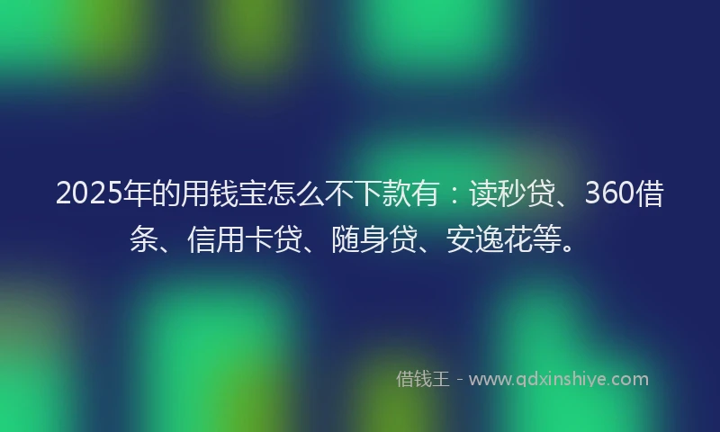 2025年的用钱宝怎么不下款有：读秒贷、360借条、信用卡贷、随身贷、安逸花等。
