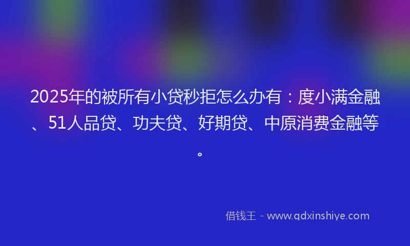 2025年的被所有小贷秒拒怎么办有：度小满金融、51人品贷、功夫贷、好期贷、中原消费金融等。