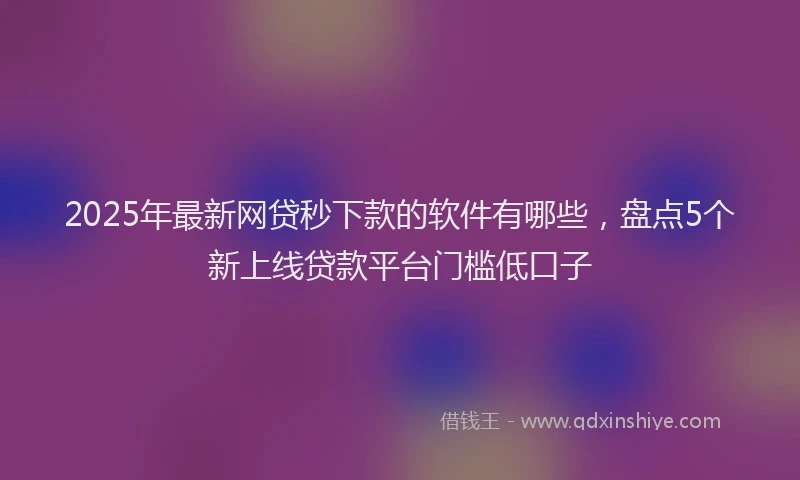 2025年最新网贷秒下款的软件有哪些，盘点5个新上线贷款平台门槛低口子