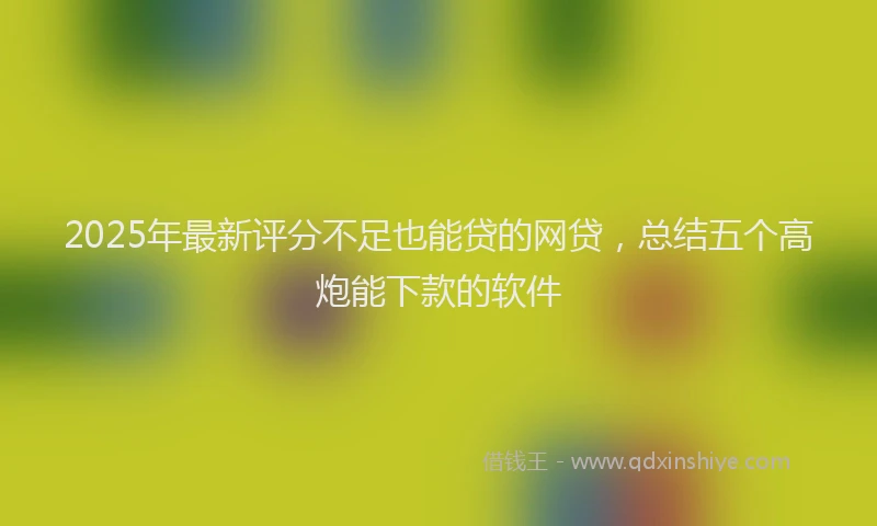 2025年最新评分不足也能贷的网贷，总结五个高炮能下款的软件
