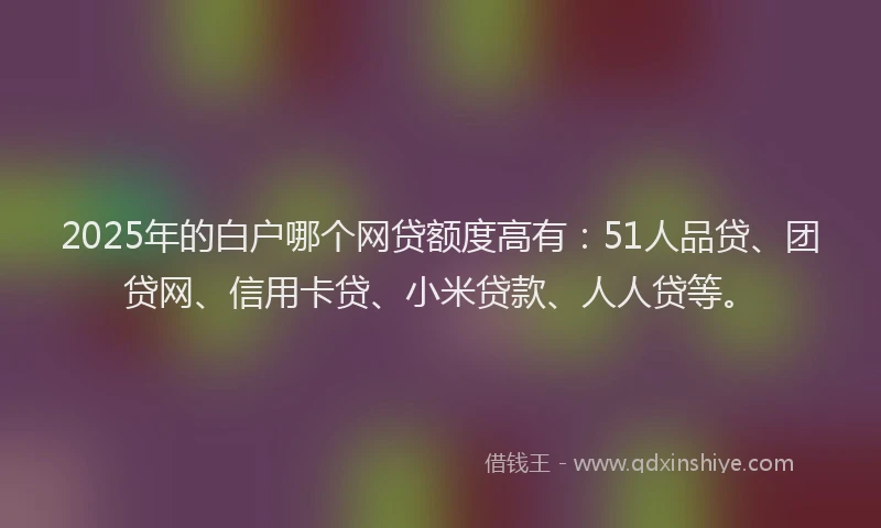 2025年的白户哪个网贷额度高有：51人品贷、团贷网、信用卡贷、小米贷款、人人贷等。