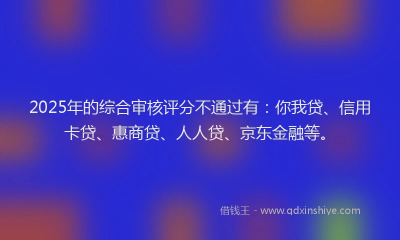 2025年的综合审核评分不通过有：你我贷、信用卡贷、惠商贷、人人贷、京东金融等。