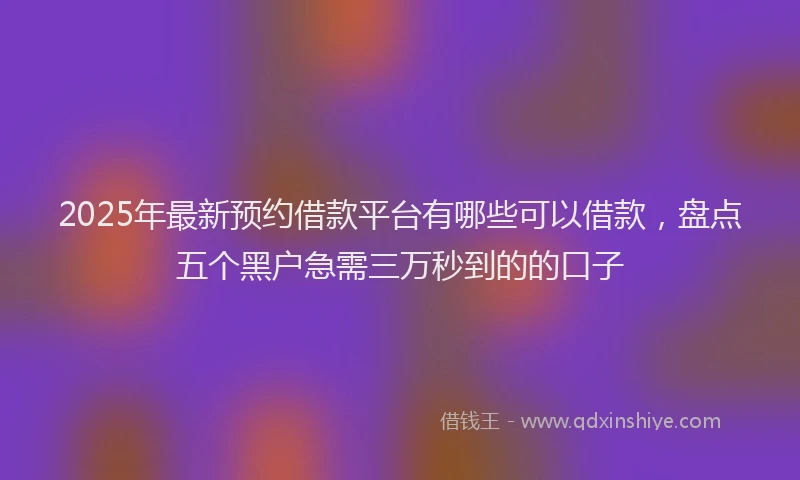 2025年最新预约借款平台有哪些可以借款，盘点五个黑户急需三万秒到的的口子