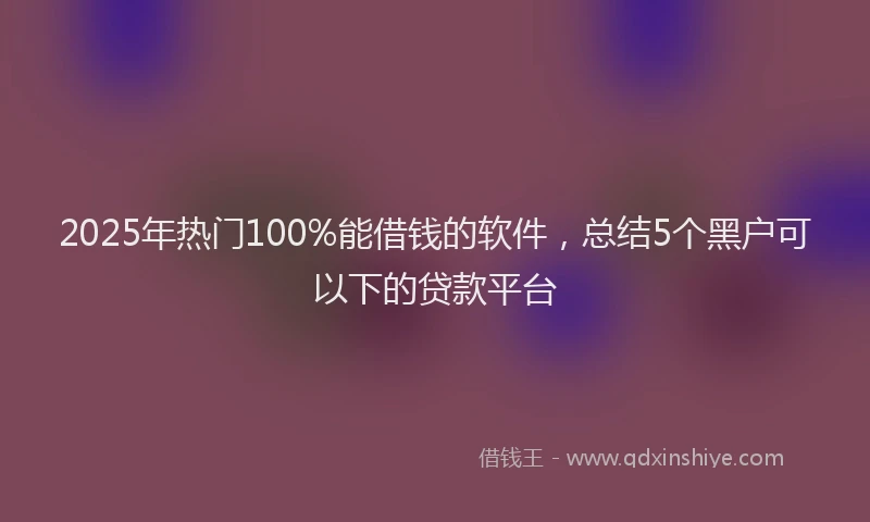 2025年热门100%能借钱的软件，总结5个黑户可以下的贷款平台
