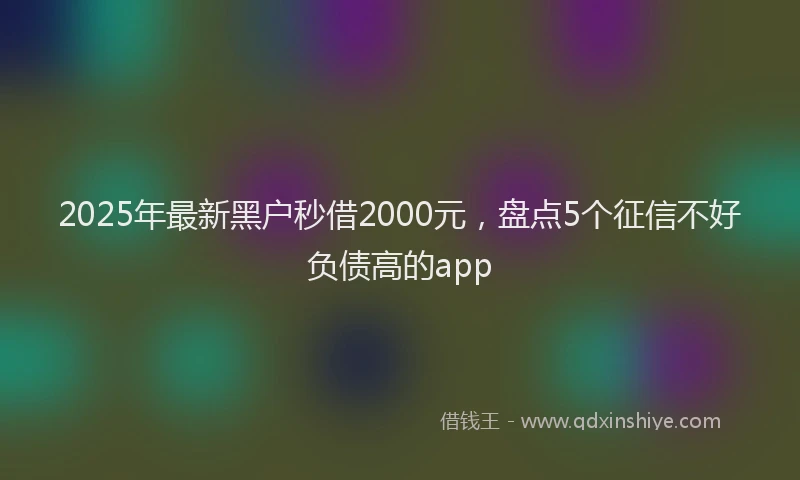 2025年最新黑户秒借2000元，盘点5个征信不好负债高的app