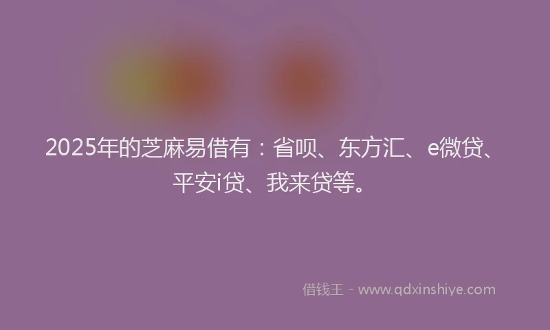 2025年的芝麻易借有：省呗、东方汇、e微贷、平安i贷、我来贷等。