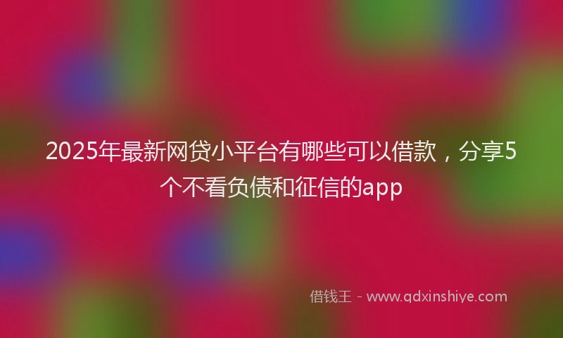 2025年最新网贷小平台有哪些可以借款，分享5个不看负债和征信的app