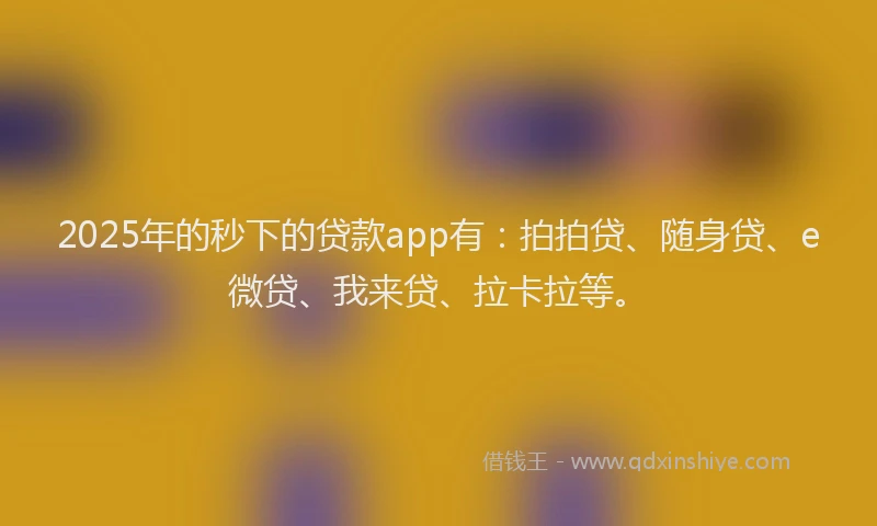 2025年的秒下的贷款app有：拍拍贷、随身贷、e微贷、我来贷、拉卡拉等。