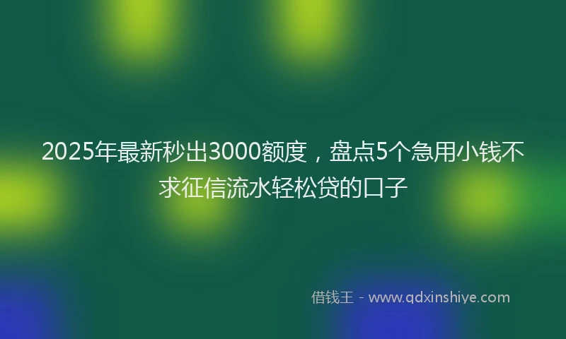 2025年最新秒出3000额度，盘点5个急用小钱不求征信流水轻松贷的口子