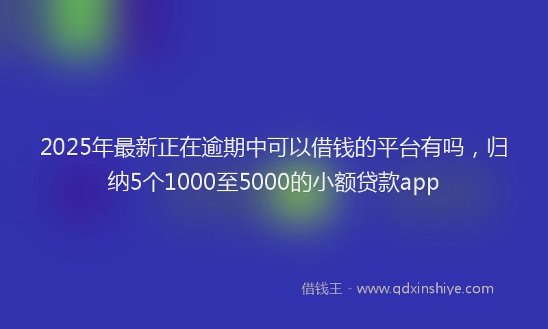 2025年最新正在逾期中可以借钱的平台有吗，归纳5个1000至5000的小额贷款app