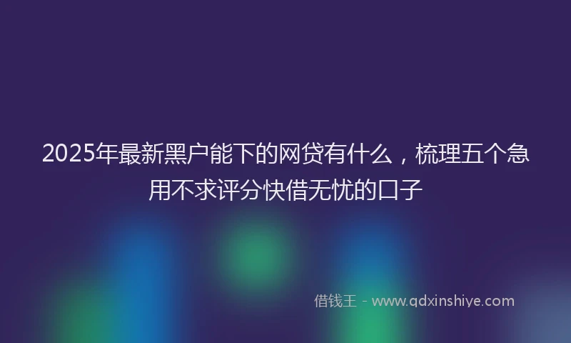 2025年最新黑户能下的网贷有什么，梳理五个急用不求评分快借无忧的口子