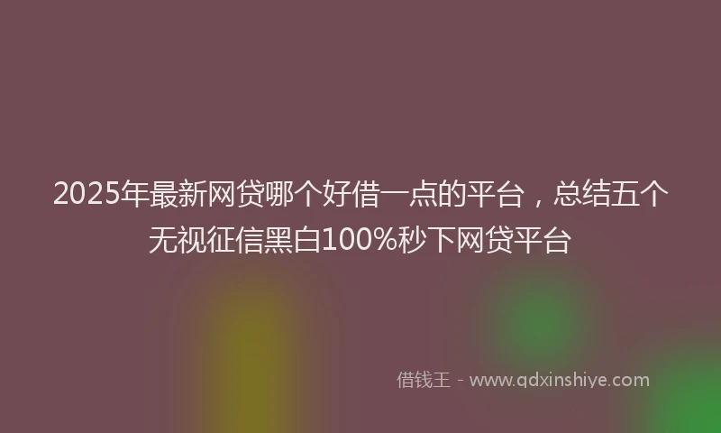 2025年最新网贷哪个好借一点的平台，总结五个无视征信黑白100%秒下网贷平台