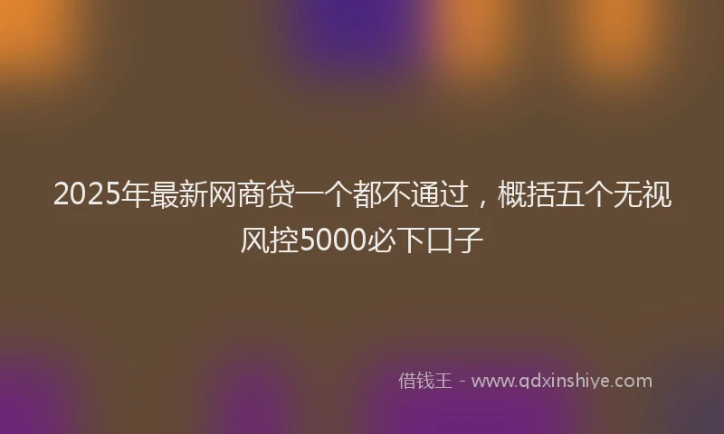 2025年最新网商贷一个都不通过，概括五个无视风控5000必下口子
