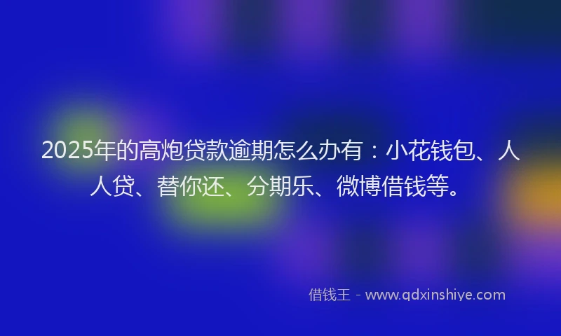 2025年的高炮贷款逾期怎么办有：小花钱包、人人贷、替你还、分期乐、微博借钱等。