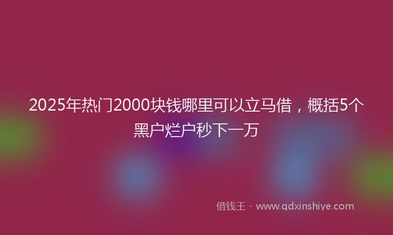 2025年热门2000块钱哪里可以立马借，概括5个黑户烂户秒下一万