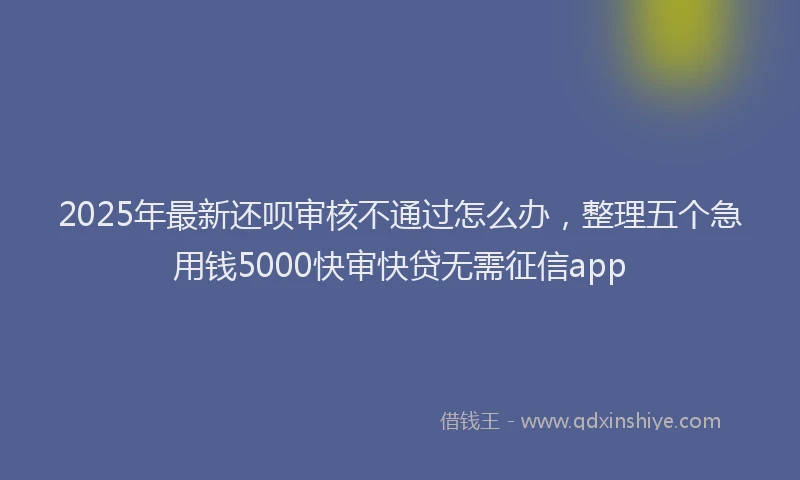 2025年最新还呗审核不通过怎么办，整理五个急用钱5000快审快贷无需征信app