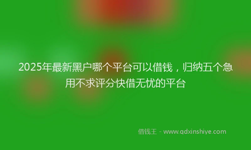 2025年最新黑户哪个平台可以借钱，归纳五个急用不求评分快借无忧的平台